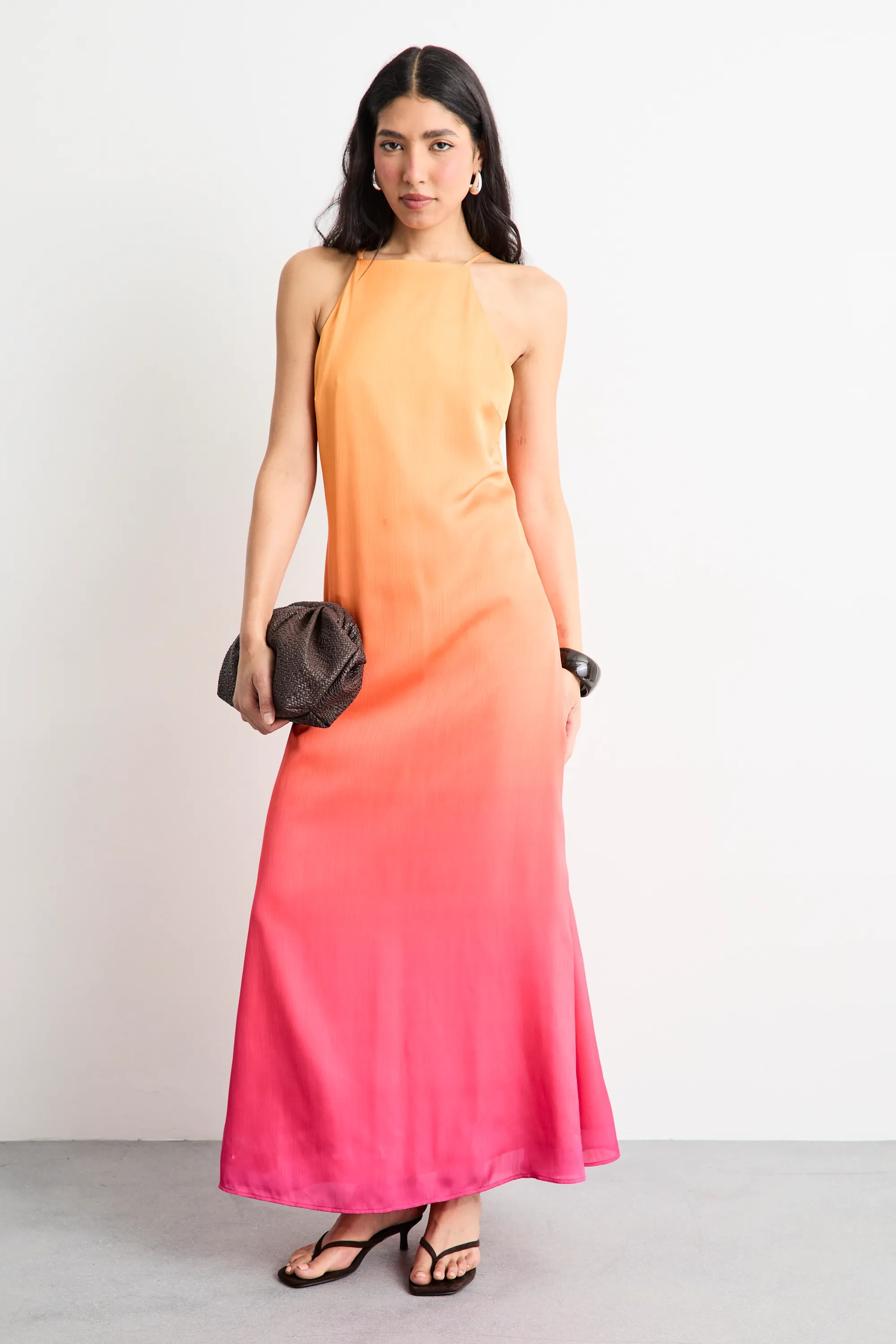 Ombre Strappy Satin Maxi Sundress | boohoo (US & Canada)