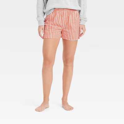 Women's Gingham Graphic Boxer Shorts - Red S | Target