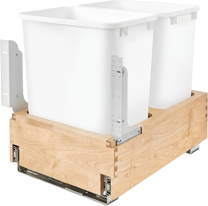 Rev-A-Shelf 35 Qt Bottom Mount Double Pullout Under Cabinet Kitchen Trash Cans, 150 Pound Rated F... | Amazon (US)
