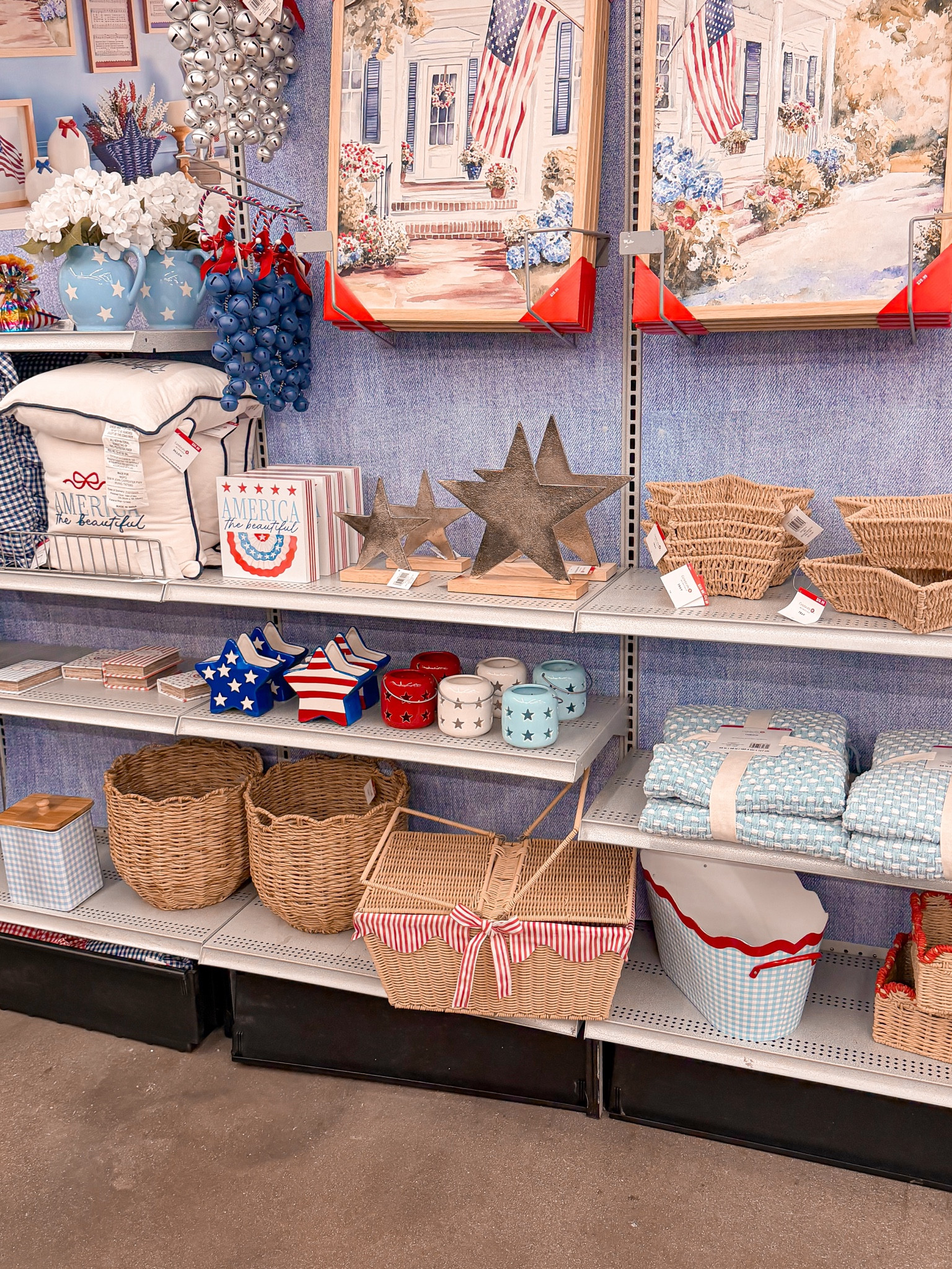 Patriotic but make it cute 🇺🇸✨
Michaels just dropped the sweetest red, white & blue collection and it’s giving summer hosting, backyard parties, and the cutest 4th of July setup.

Linking everything I could find from this display — the picnic baskets, star accents, gingham pieces, pillows, and those little star bowls (obsessed). Some of this will go fast, so if you’ve been wanting to refresh your summer decor, this is a good one.

#patrioticdecor #fourthofjulydecor #summerhosting #tablescapeideas #michaelsfinds #redwhiteandblue #summerdecor

#LTKHome #LTKSeasonal
