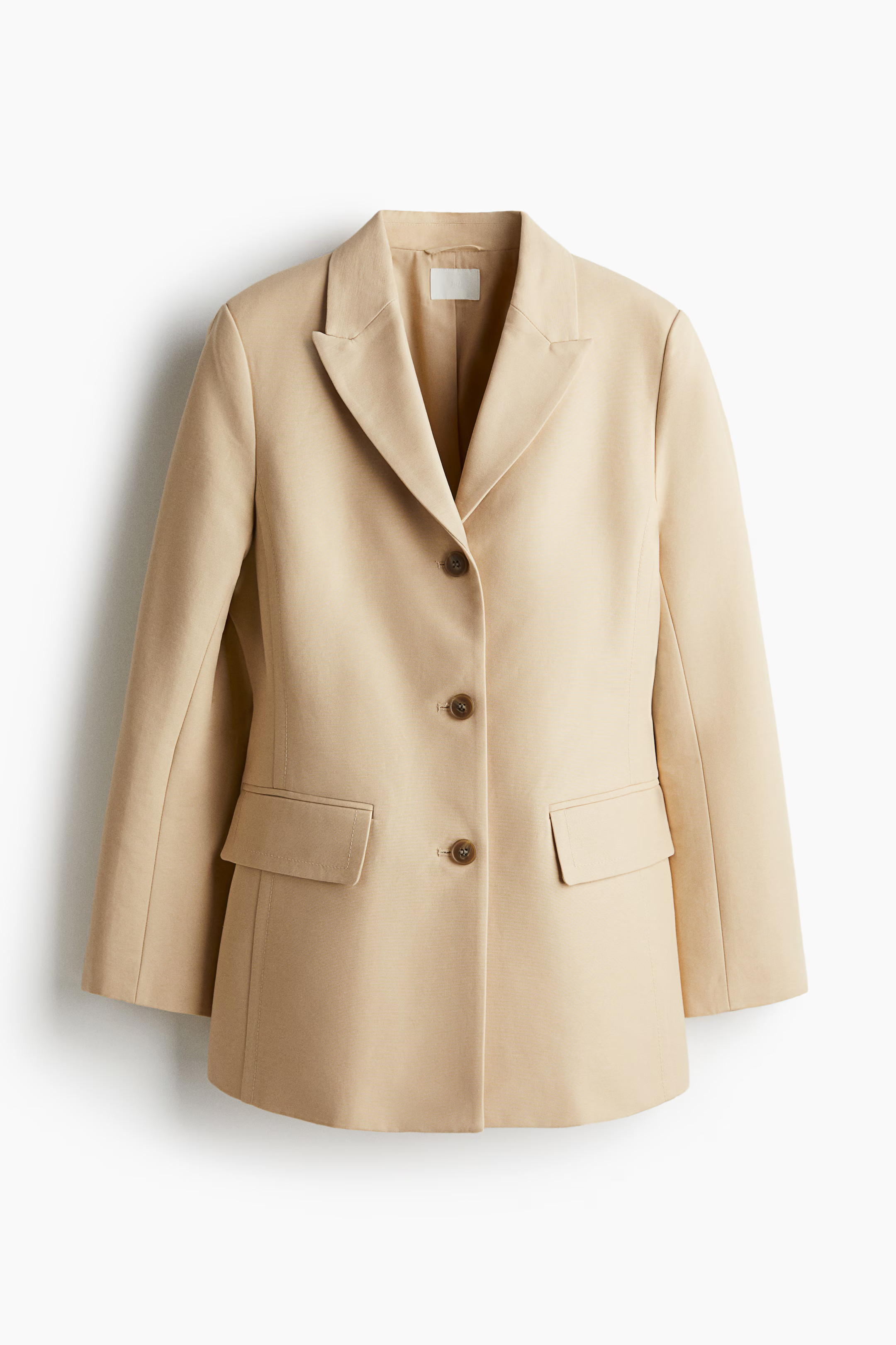 Waisted cotton blazer - Beige - Ladies | H&M GB | H&M (UK, MY, IN, SG, PH, TW, HK)