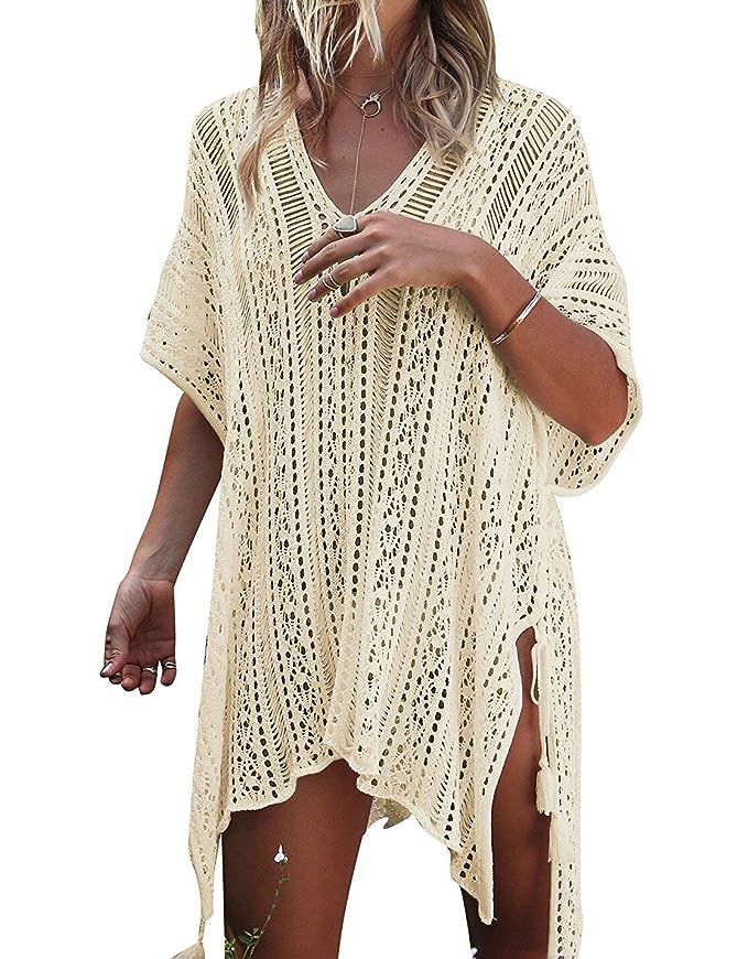 JOSIFER Women's Summer Beach Coverups Bikini Swimsuit Crochet Cover ups Net | Amazon (US)