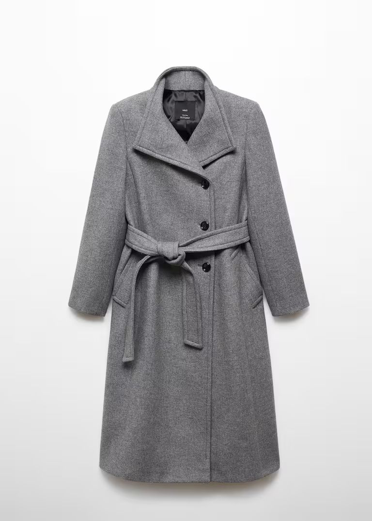 Woollen coat with belt -  Women | Mango United Kingdom | MANGO (UK)