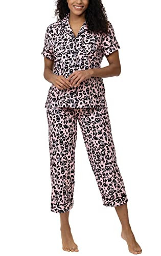 PajamaGram Summer Pajamas For Women - Cotton Pajamas Women, Pink Leopard, MD | Amazon (US)