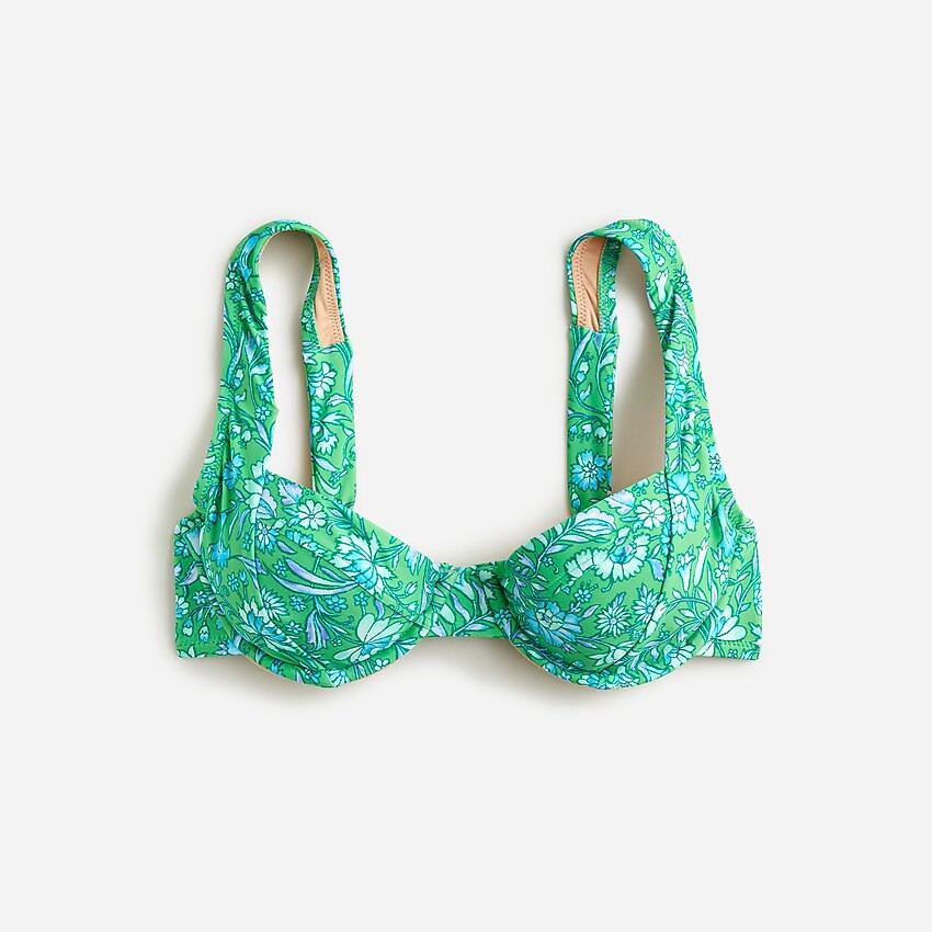 Cross-back underwire bikini top in marigold blooms | J. Crew US
