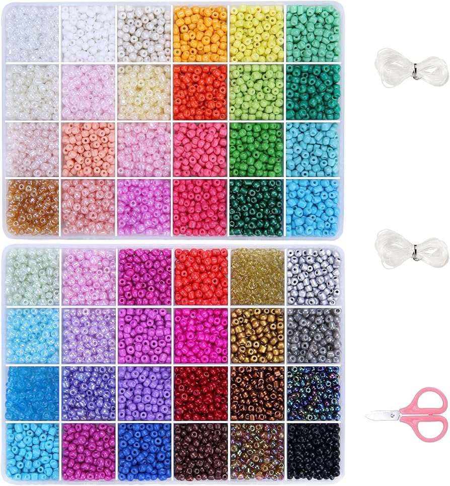 Efivs Arts 6720pcs 48 Colors 4mm Glass Seed Beads Kit with Tools and Accessories for DIY Jewelry ... | Amazon (US)