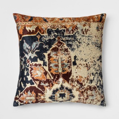 Distressed Printed Velvet Square Throw Pillow - Threshold™ | Target