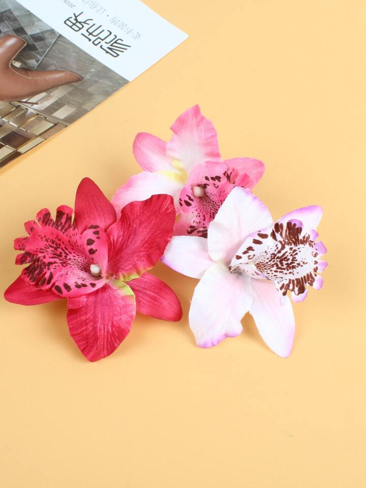 3pcs Thailand Orchid Flower Hair Clips, Boho Style Head Accessories For Girls, Beach, Swimsuit, P... | SHEIN