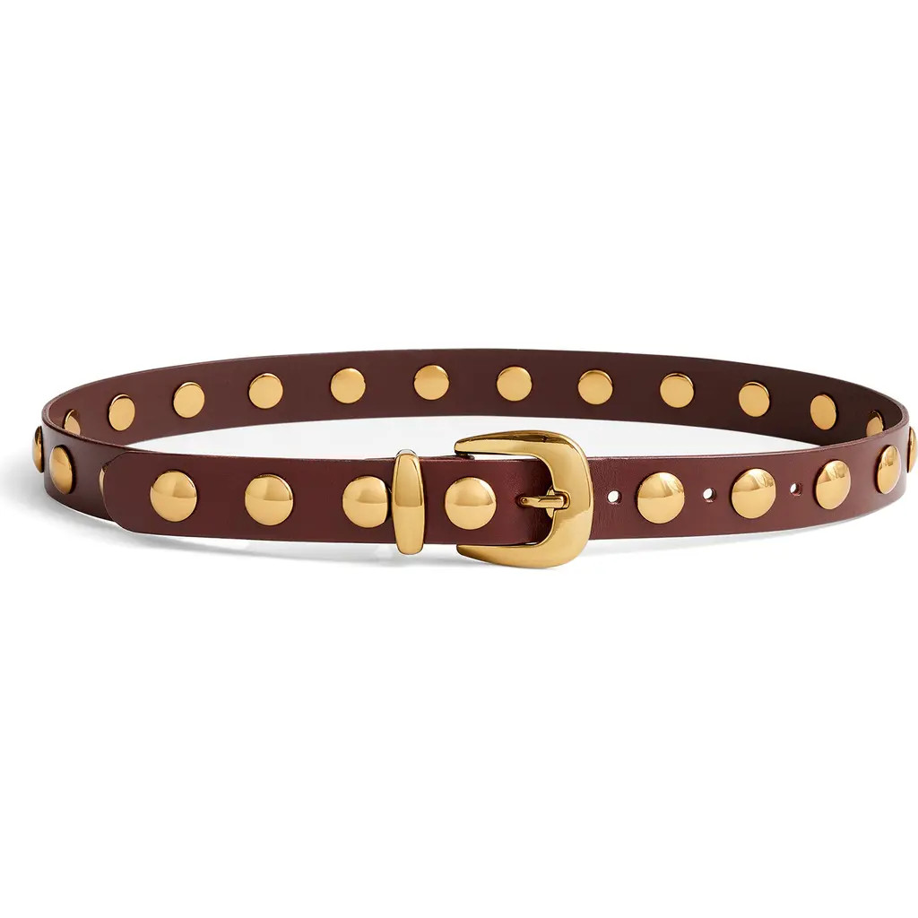 Madewell Studded Western Leather Belt in Soft Mahogany at Nordstrom, Size X-Small | Nordstrom