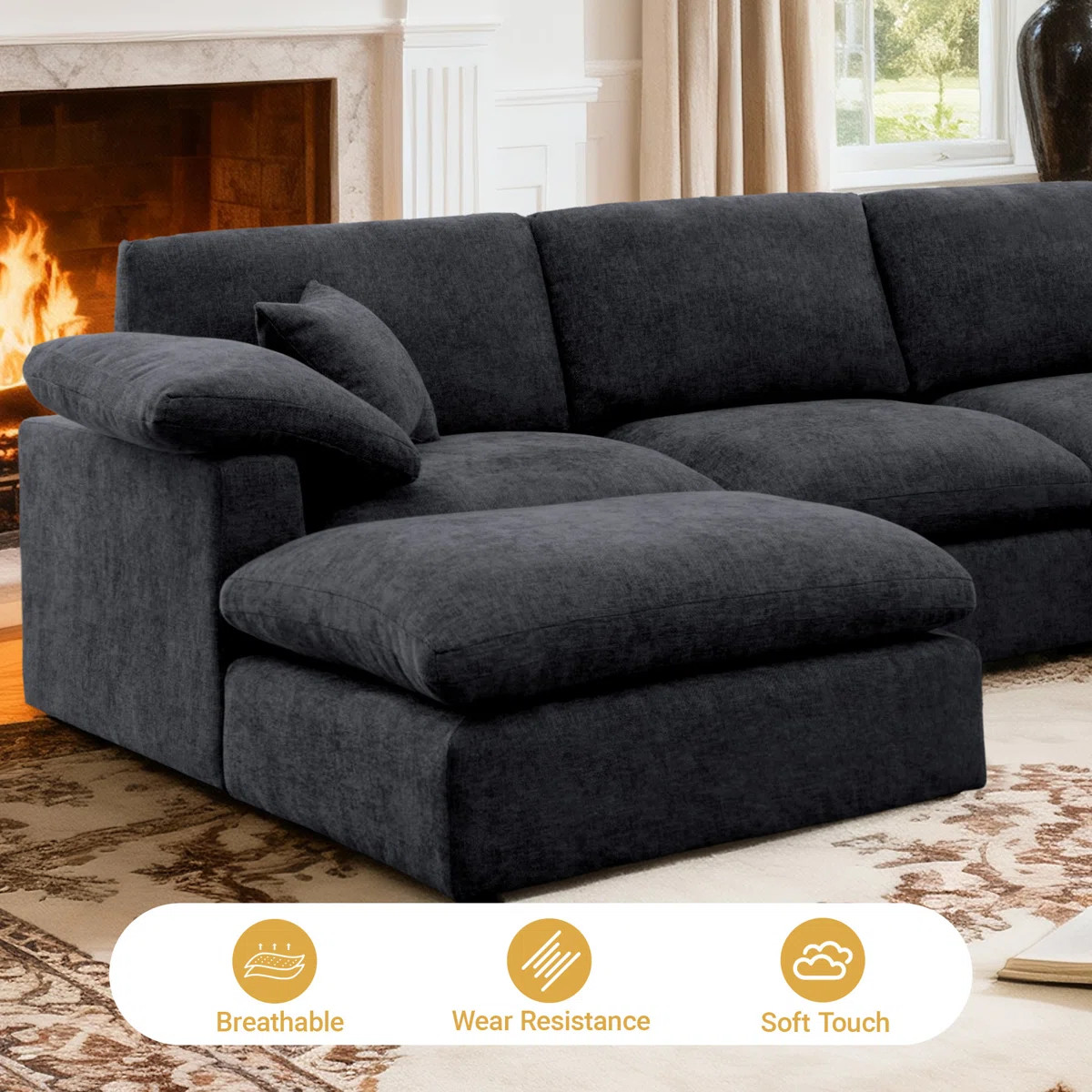 144" Chenille Sectional Corner Sofa 7 Pieces Oversized Comfy Modular Reversible Couch With Uphols... | Wayfair North America