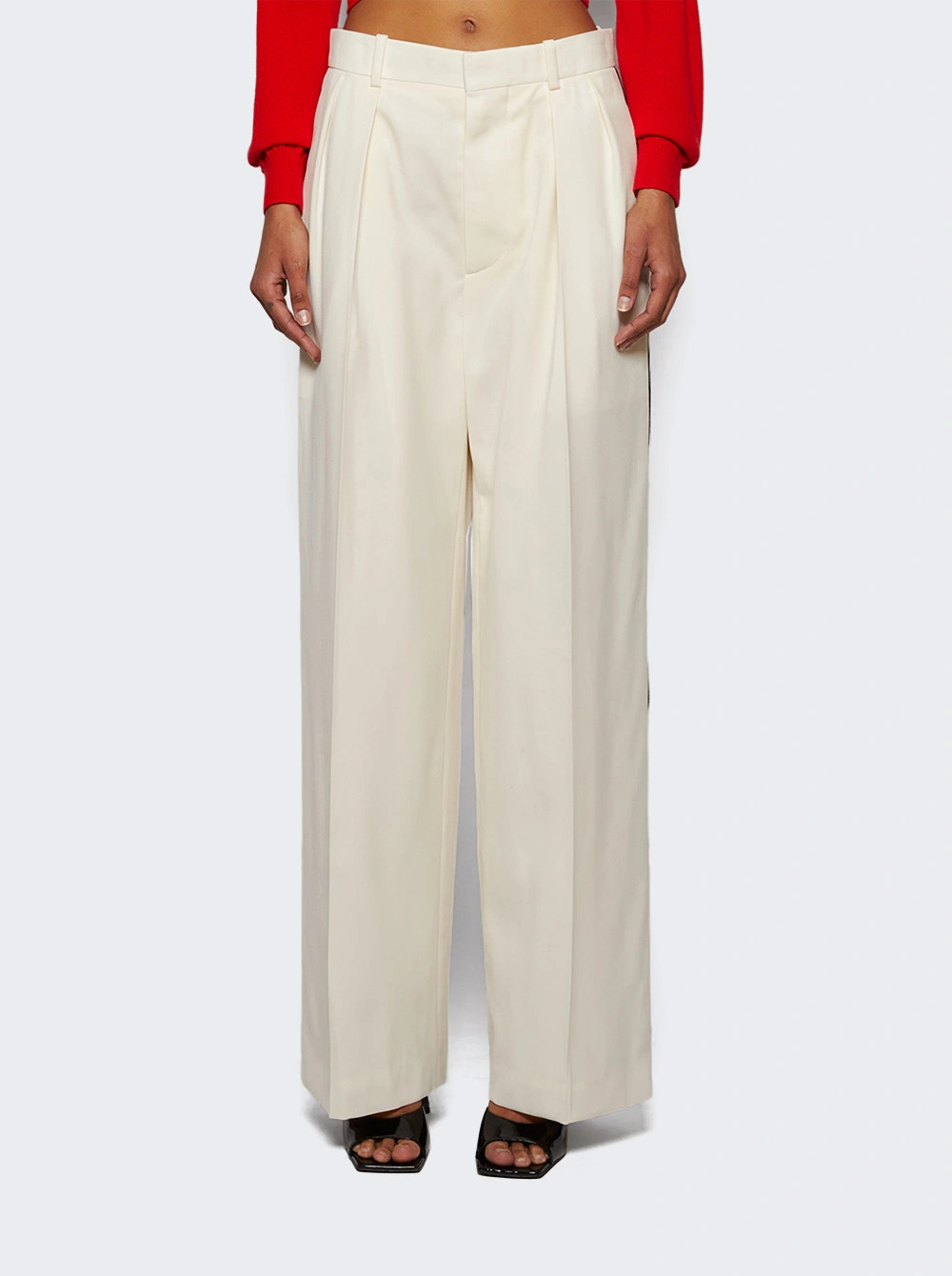 Low Rise Tuxedo Trouser Off White And Black | The Webster