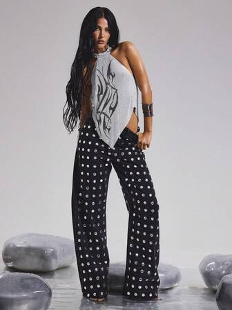 Studded Baggy Jeans | SHEIN