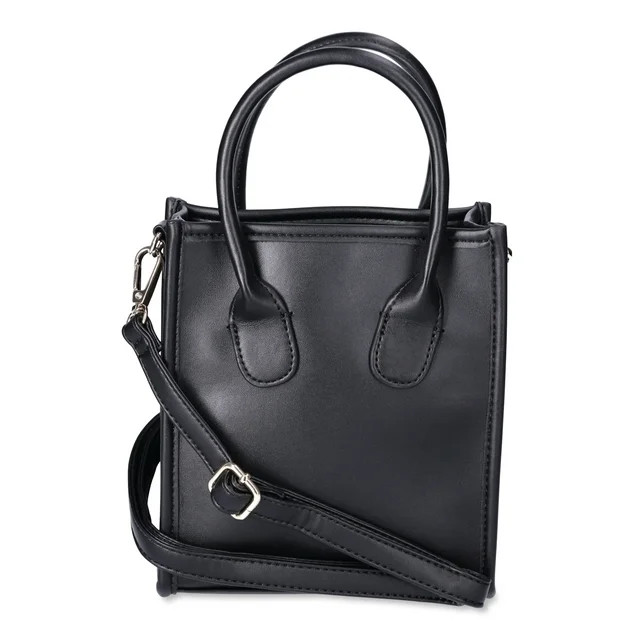 No Boundaries Women's Contemporary Mini Tote Bag, Black | Walmart (US)