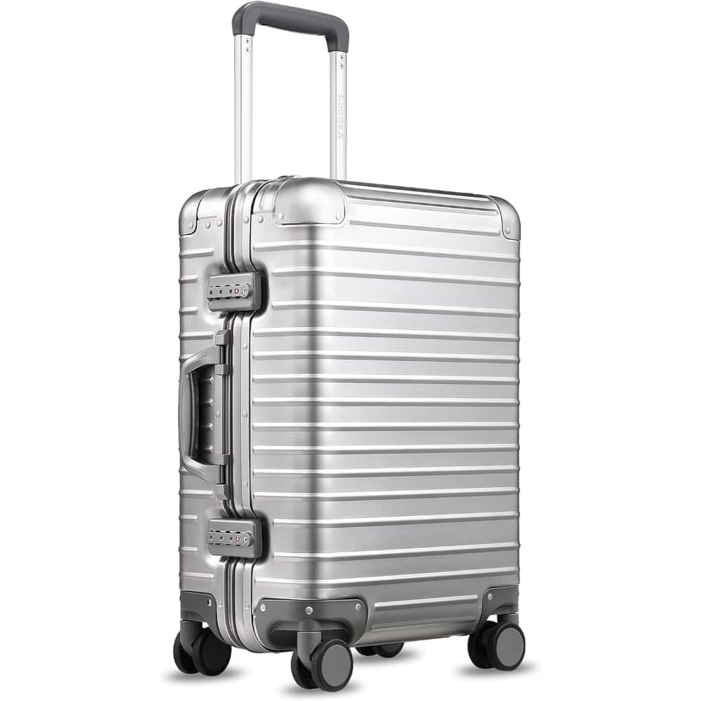 LUGGEX - All Aluminum Carry On Luggage, AV Zipperless Hardside Suitcase with TSA Lock - ZX-Core - Silver | Best Buy U.S.