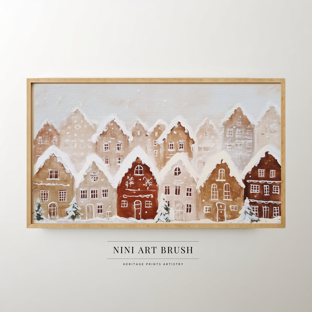 Gingerbread House Print Samsung Frame TV Art Vintage Christmas Frame TV Art Winter Frame TV Art C... | Etsy (US)