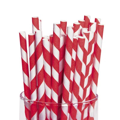 Red Striped Paper Straws, Party Supplies, 24 Pieces | Wayfair North America