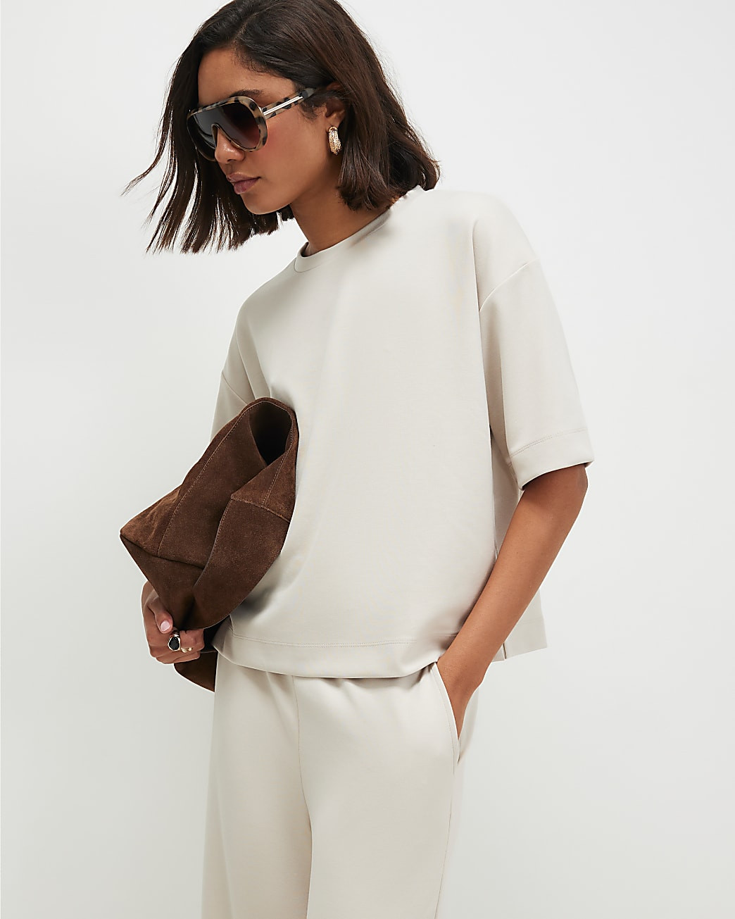 Cream Premium Boxy T-Shirt | River Island UK & IE