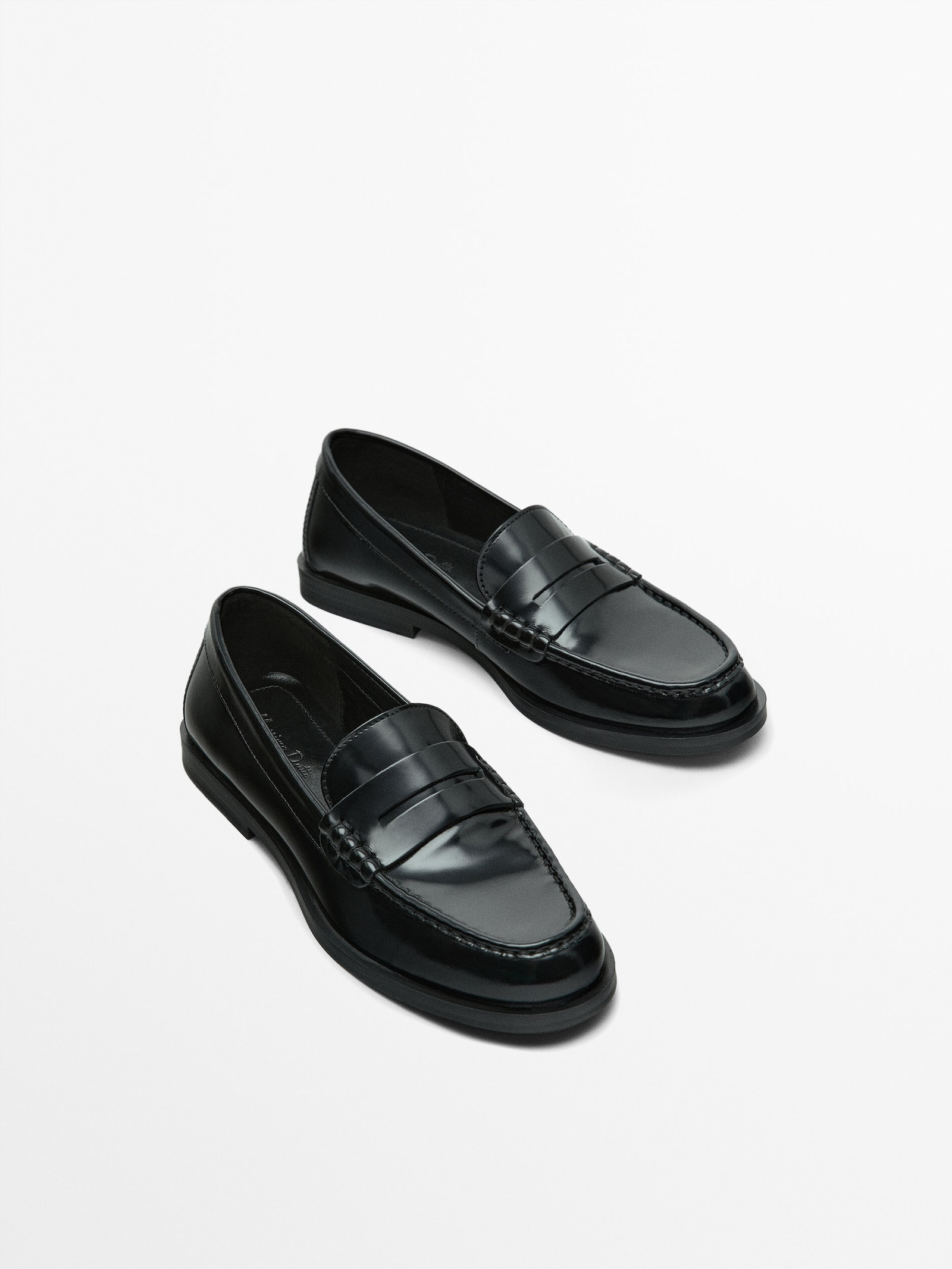 Leather penny loafers | Massimo Dutti US