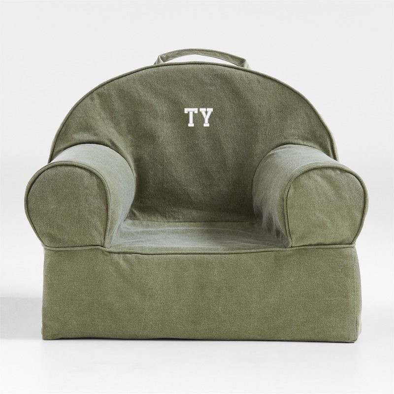 Large Cyprus Green Organic Cotton Kids Lounge Nod Chair + Reviews | Crate & Kids | Crate & Barrel