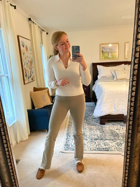 Work from home spring outfit

Ribbed collared sweater is 35% off rn. I’m in my normal size. Also comes in black and blue.

Flared leggings are butter soft and also on sale rn!

#LTKSeasonal #LTKstyletip #LTKunder50