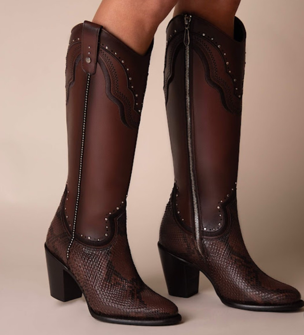 TALL ENGRAVED BROWN EXOTIC BOOT 👢 

#LTKTall #LTKPetite #LTKValentine