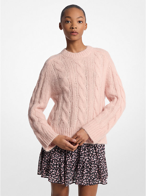 Cable Knit Nylon and Alpaca Blend Sweater | Michael Kors US