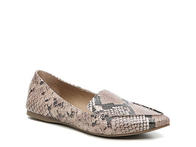 Steve Madden Feather Flat - Women's - Taupe Snake Print Faux Leather | DSW