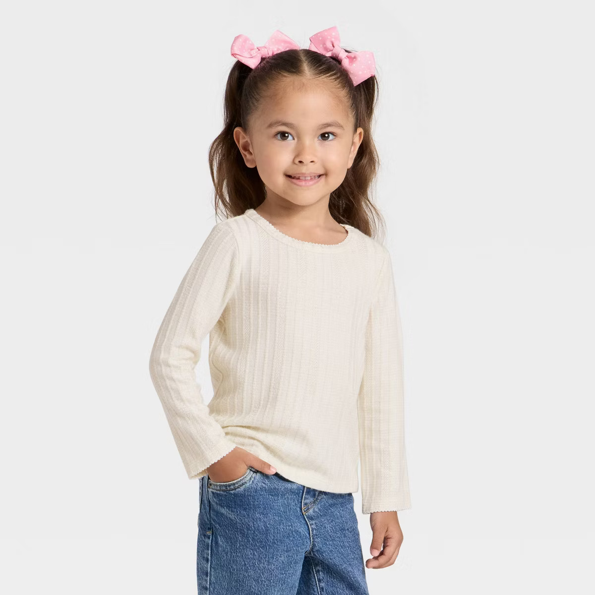 Toddler Girls' Pointelle Long Sleeve T-Shirt - Cat & Jack™ | Target