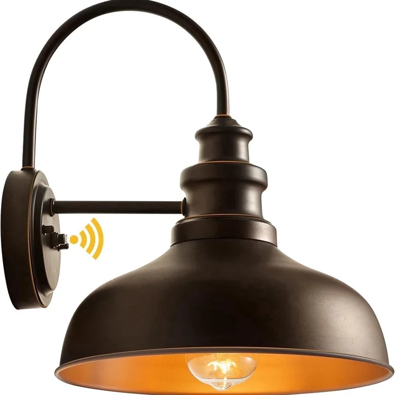 VIANIS Dusk to Dawn Outdoor Barn Lights, Brown Farmhouse Outside Front Porch Light Fixture, 10" O... | Walmart (US)
