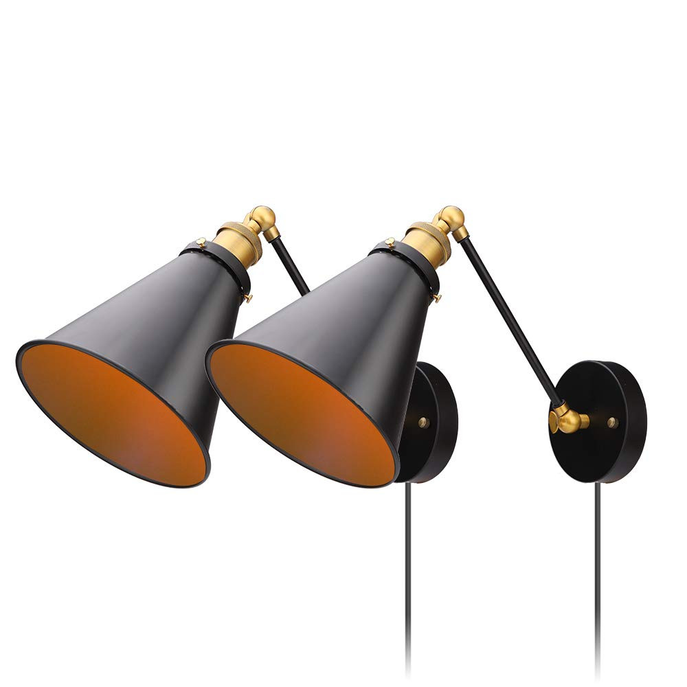 Industrial Bedroom Wall Lamps Plug in with Switch Vintage Wall Reading Light Simplicity Sconces S... | Amazon (US)