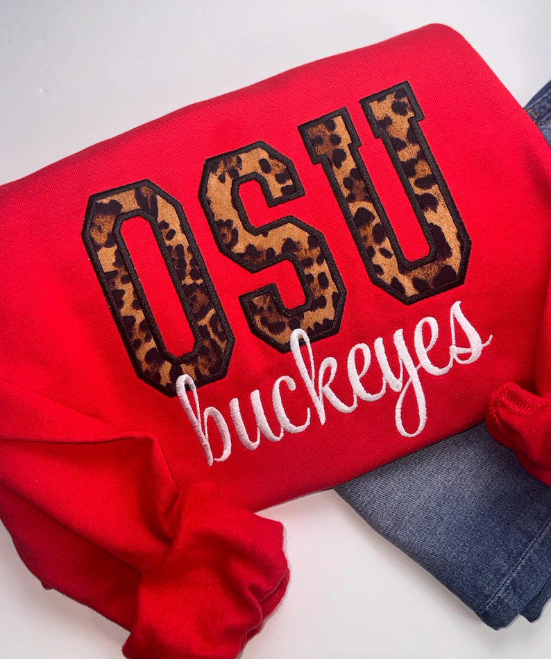Ohio State University Buckeyes embroidered  applique crewneck | Etsy (Global)