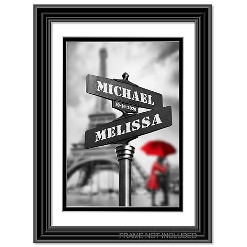Lovers path-crossing sign - Personalized artwork with Couple's Names and date on, wedding Anniver... | Amazon (US)