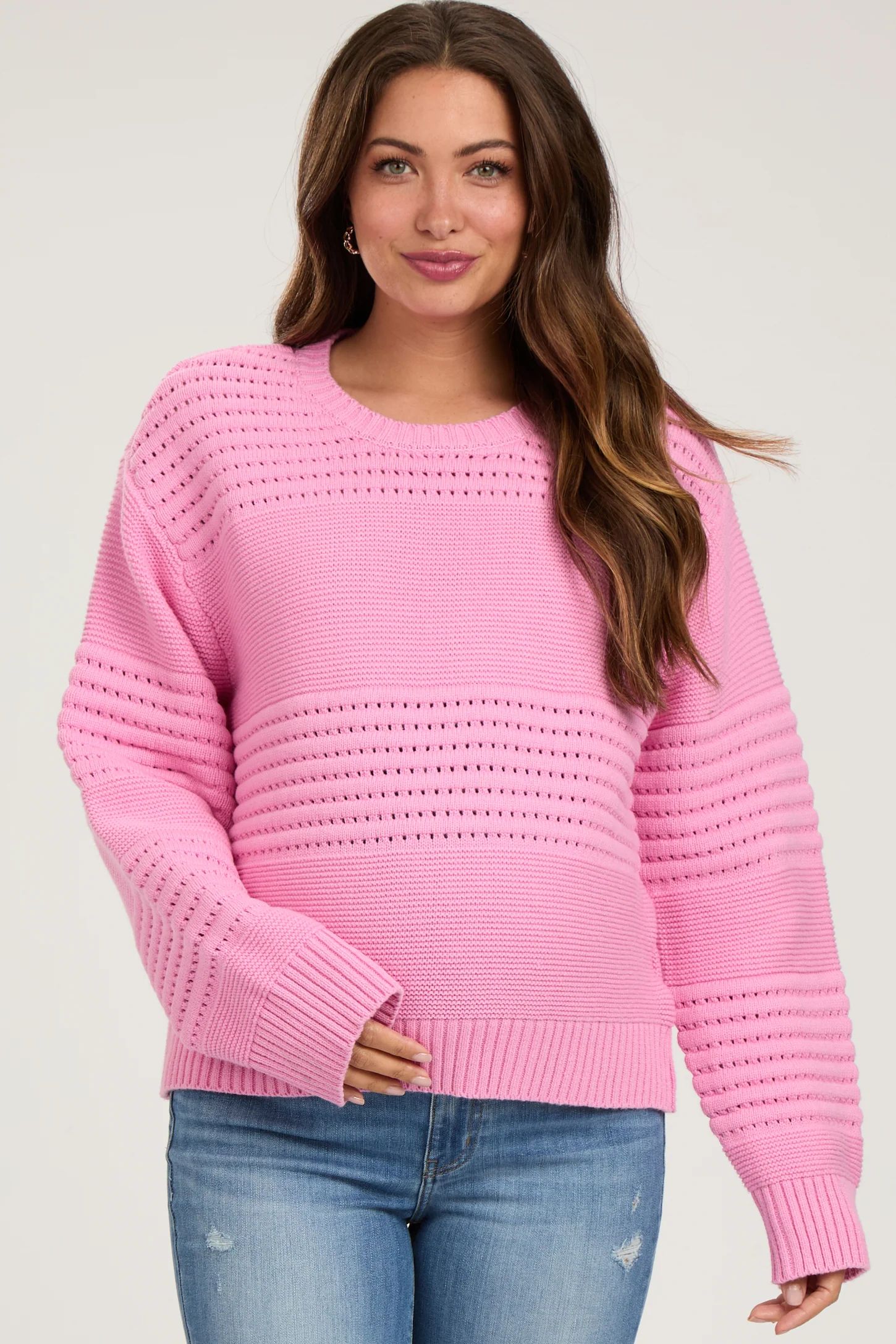 Pink Open Knit Maternity Sweater | PinkBlush Maternity
