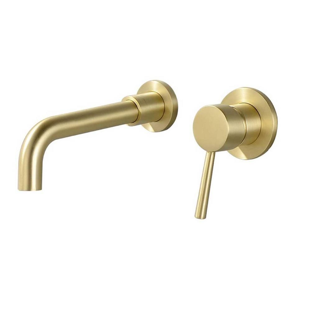 Inner Decor Katherine Single Handle Wall Mount Bathroom Sink Faucet in Brushed Gold | The Home Depot