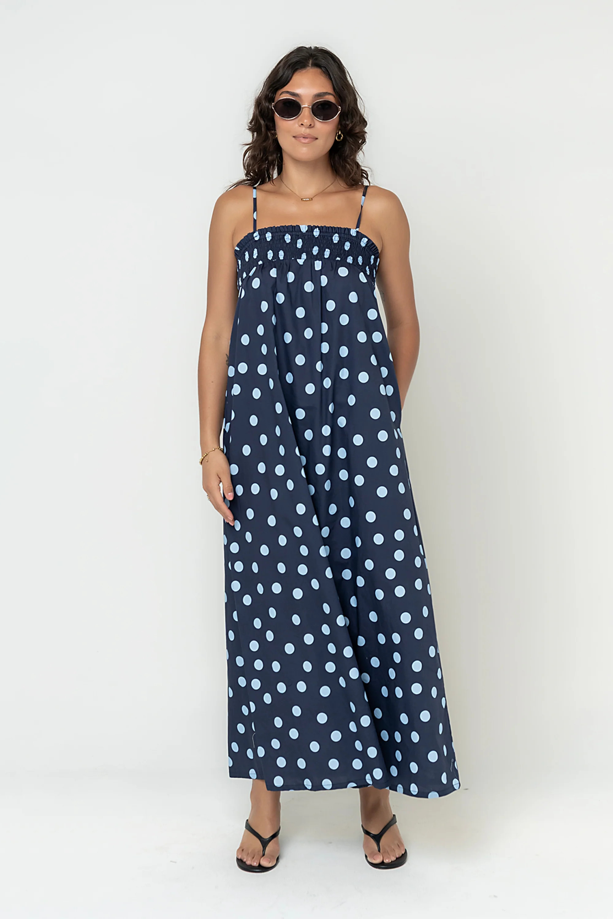 Taylen Polka Dot Maxi Dress in Midnight | Böhme US
