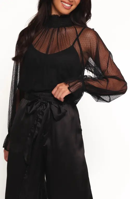 Petal & Pup Kory Clip Dot Sheer Mesh Top in Black at Nordstrom, Size Large | Nordstrom