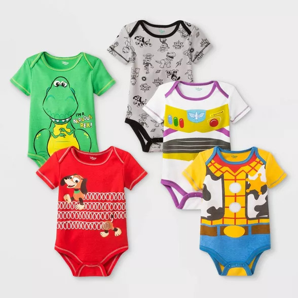 Baby Disney Toy Story 5pk Bodysuits | Target