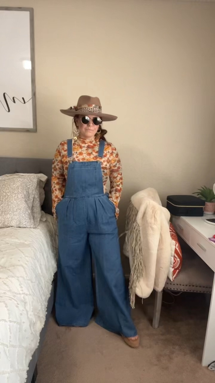 I am obsessed with wide leg pants but make them in to overalls and you have stolen my heart! Pairs perfectly with a good bell sleeve. 

#LTKSeasonal #LTKFindsUnder50 #LTKStyleTip