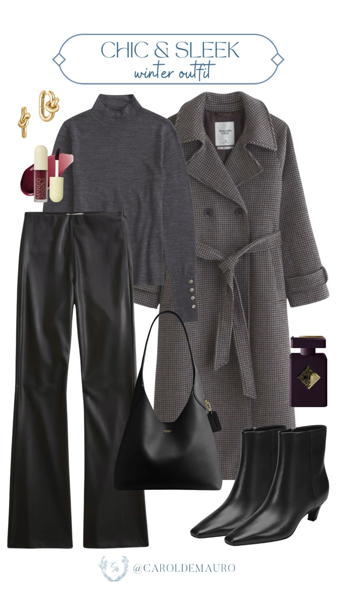 City girl winter mode! Keeping it sleek with leather trousers, a gray mock-neck sweater, and a classic patterned coat. Definitely your new favorite outfit for the weekend.

winter outfit, monochrome look, cozy vibes, weekend wear, coach bag, fashion inspo, seasonal wardrobe

#LTKSeasonal #LTKFindsUnder100 #LTKU