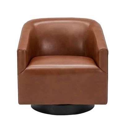 Mcintyre 30" W Faux Leather Swivel Barrel Chair | Wayfair North America