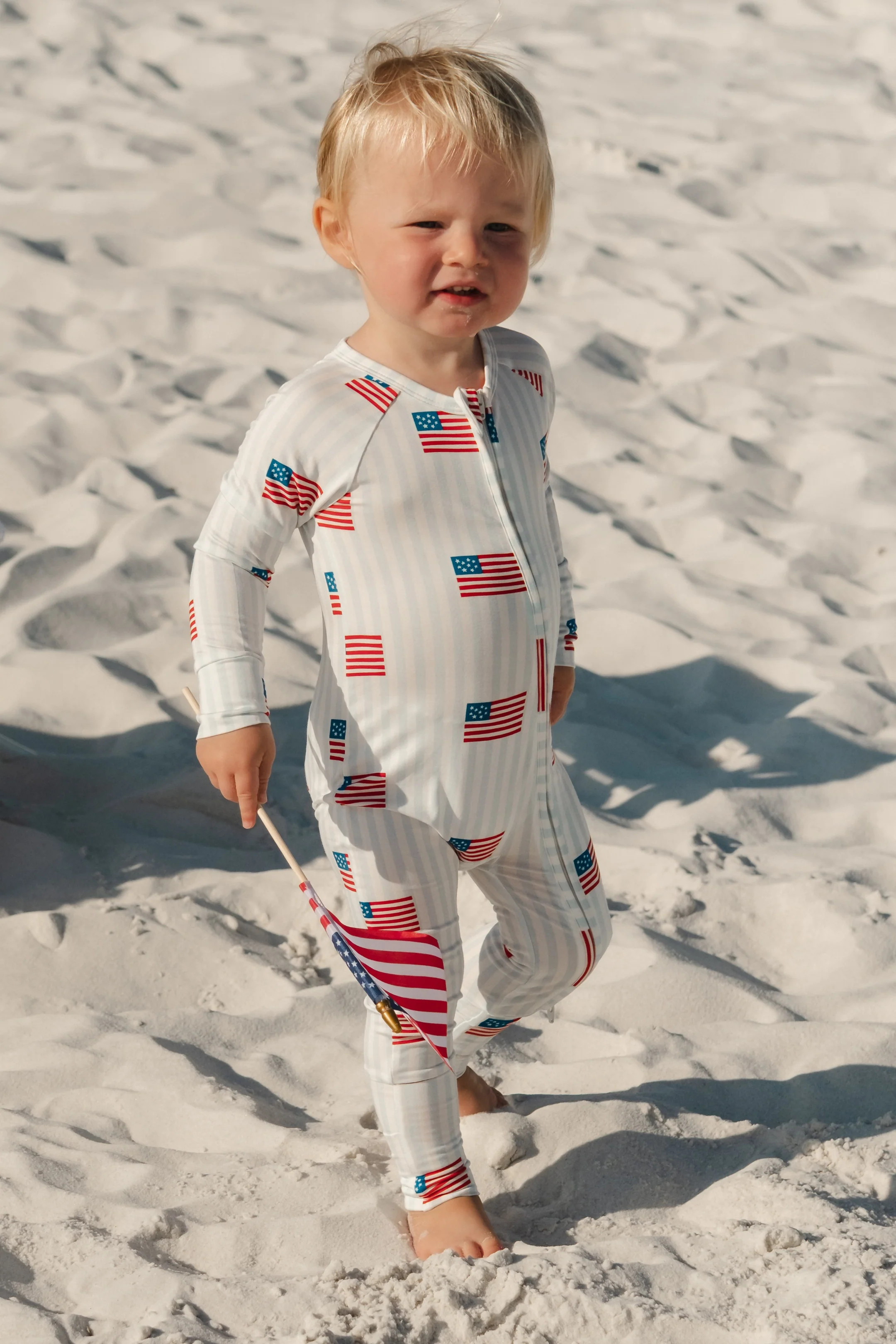 All American Bamboo Zipper Romper | 4th of July Baby Pajamas | In My Jammers | In My Jammers