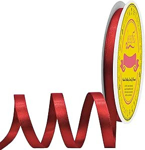 LEEQE Double Face Red Satin Ribbon 3/8 inch X 50 Yards Polyester Red Ribbon for Gift Wrapping Ver... | Amazon (US)