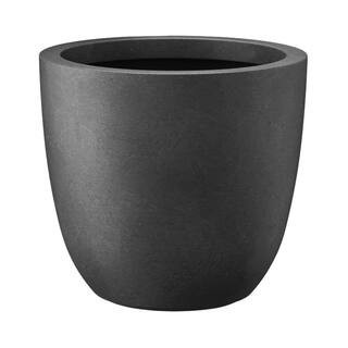 14 in. Diameter Round Black Concrete Indoor/Outdoor Planter, Black Concrete Planter Lightweight Black Plant Pot | The Home Depot