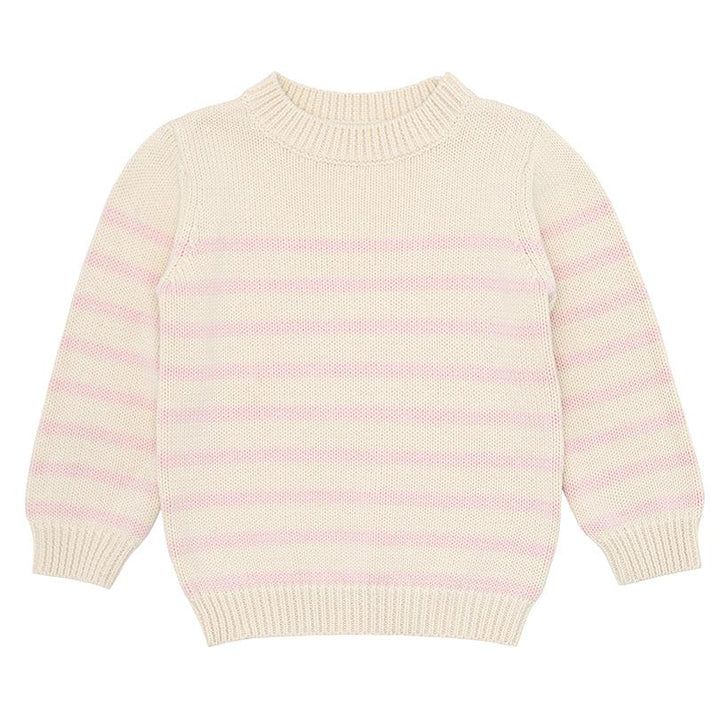 unisex cream and pink stripe knit sweater | minnow