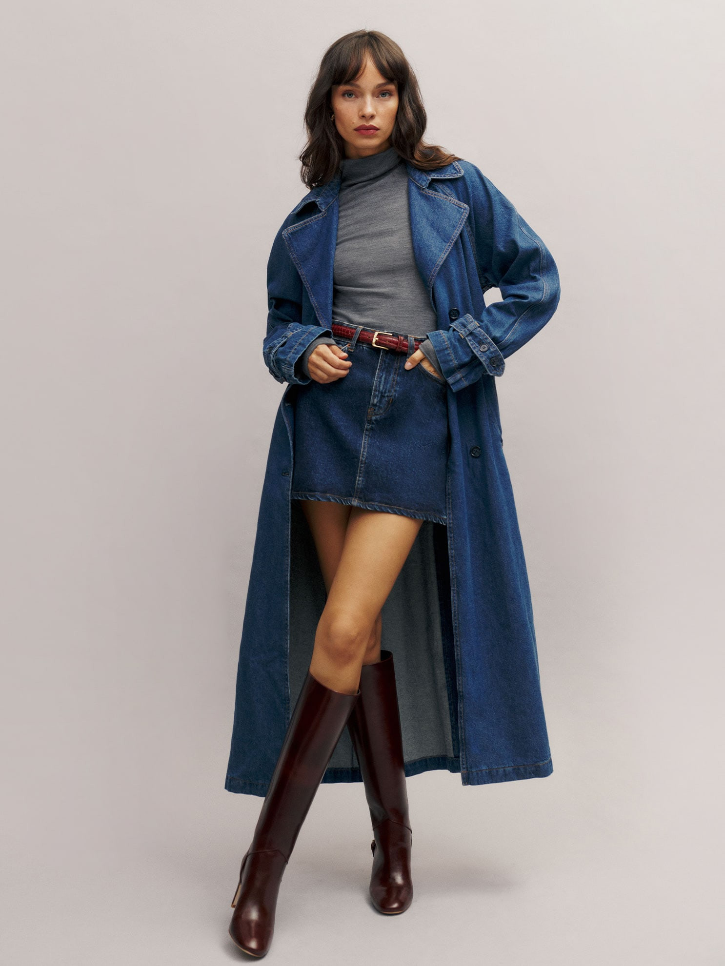 Hayes Denim Trench Coat | Reformation (Global)
