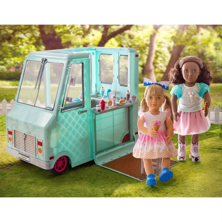 Our Generation Sweet Stop Ice Cream Truck with Electronics for 18" Dolls - Light Blue | Target