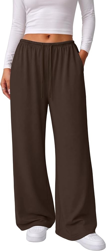 Sampeel Women's Wide Leg Pants - Drawstring Lounge Pants with Pockets | Amazon (US)