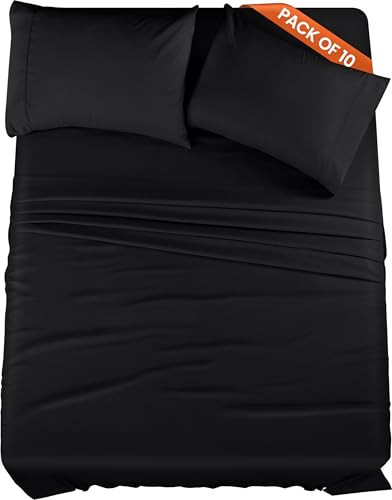 Utopia Bedding Queen Bed Sheets Set - Pack of 10 Sheet Sets - Perfect for Spa, Hotel, & Guest Bedroom - Brushed Microfiber - Shrinkage and Fade Resistant - Easy Care (Black) | Amazon (US)