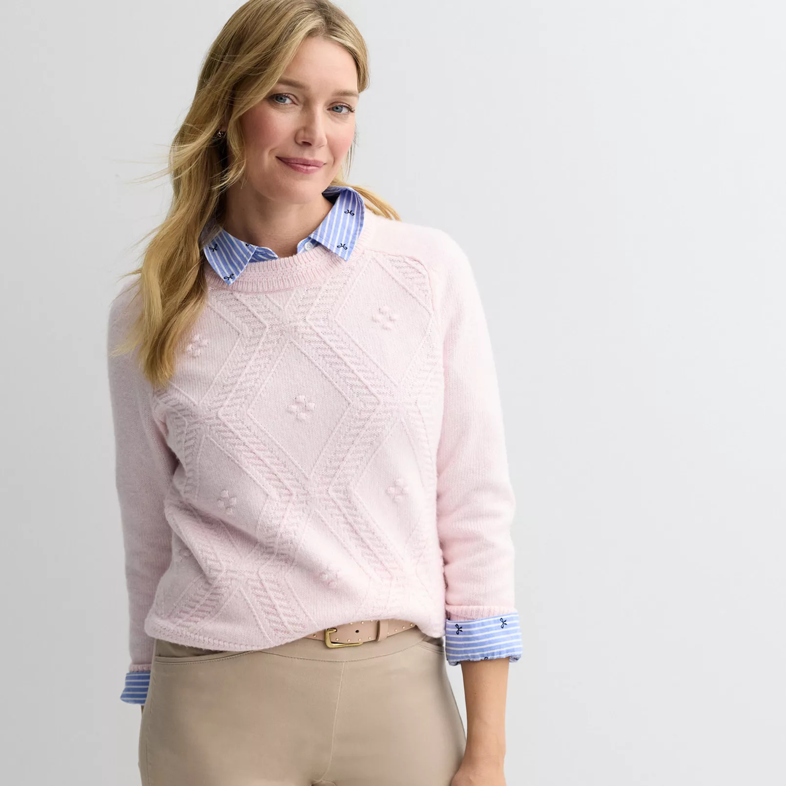 Women's Croft & Barrow® All Over Argyle Cable Sweater | Kohl's
