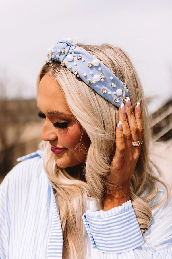 Majestic Moment Embellished Headband In Sky Blue | Impressions Online Boutique